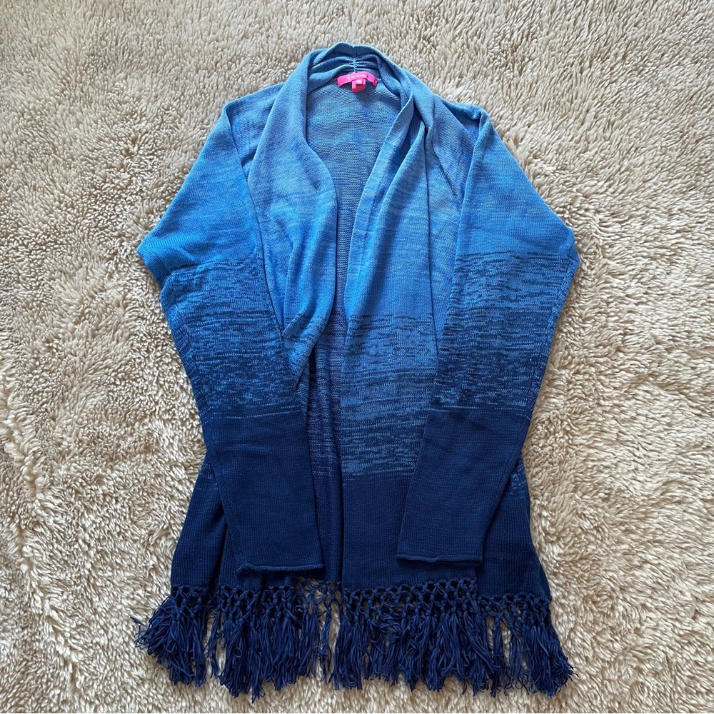 Lilly Pulitzer XXL Tatum Ombre Fringe Cardigan